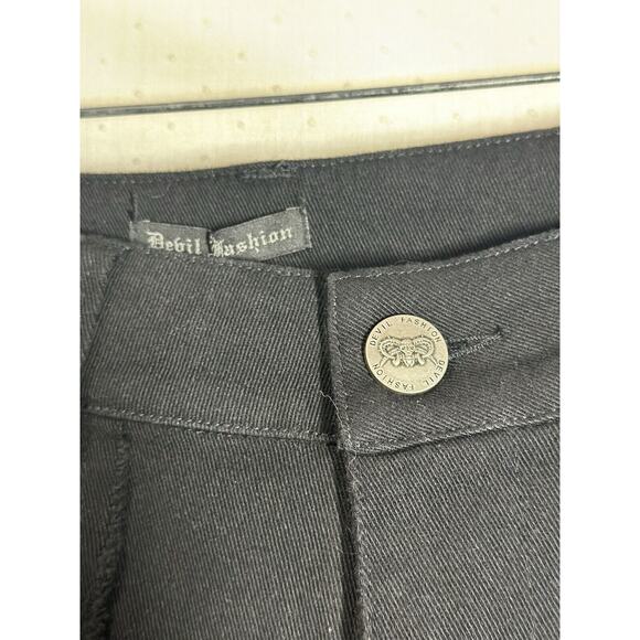 NWT Devil Fashion Mens Goth Punk Biker Grunge Side Lacing Size Small Jeans Black - Picture 11 of 16